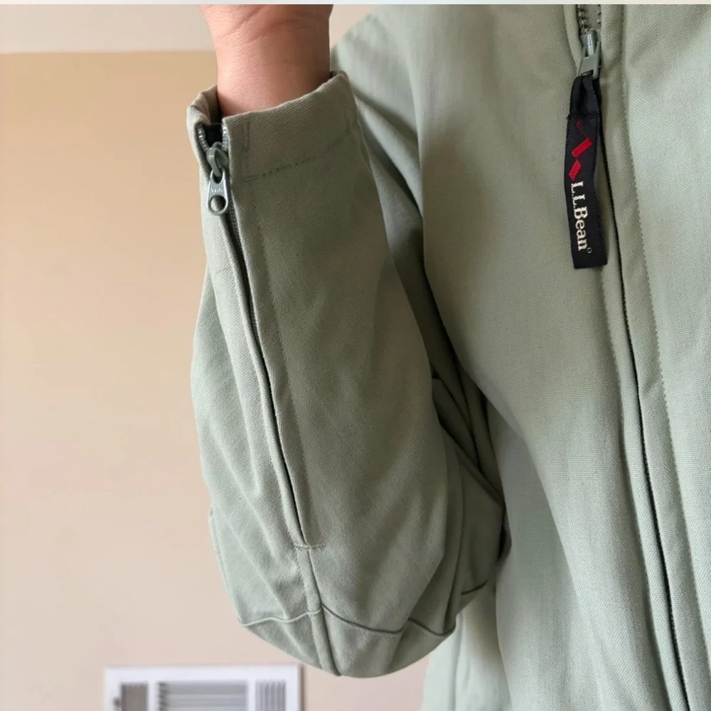 L.L. Bean Canvas Light Sage Green fleece lined women’s small cropped - Picture 3 of 14